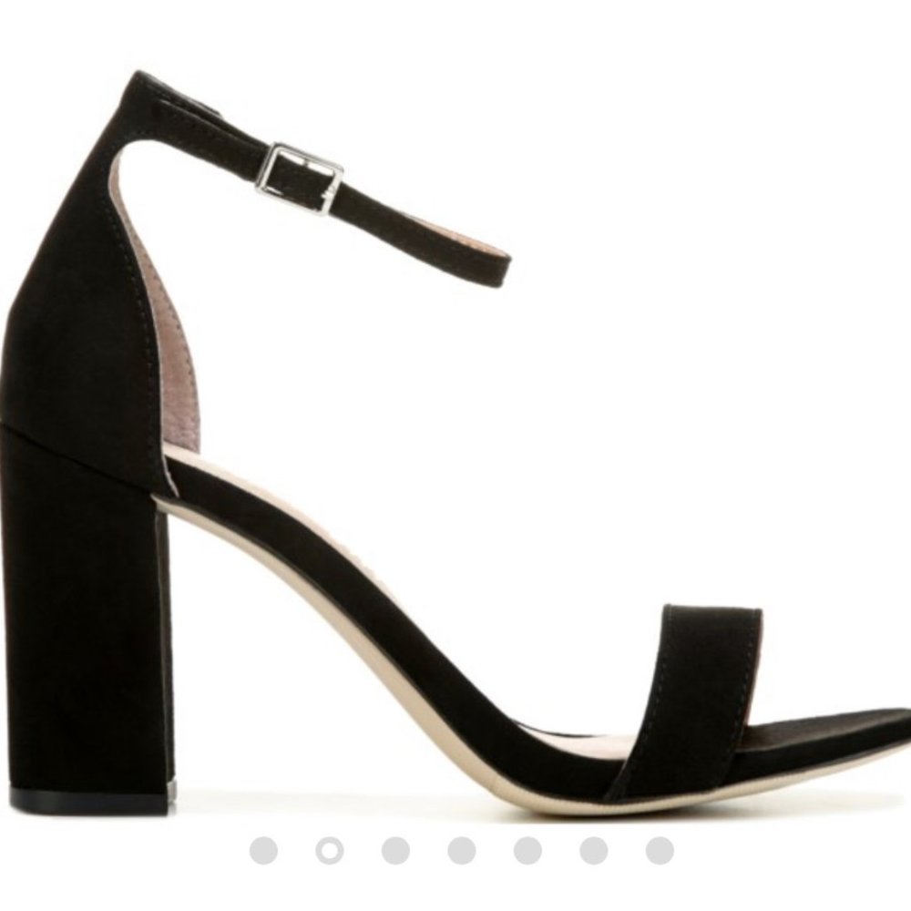 Blk Suede Ankle Strap Sandal 3.5 Heel